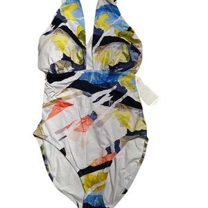 CALIA Women's Cutout Halter One Piece Swimsuit Size 10 NWT